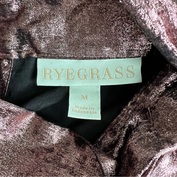 Ryegrass Metallic Rose Gold Neck Bow Mock Neck Long Sleeve Blouse, Size Medium - Picture 4 of 7